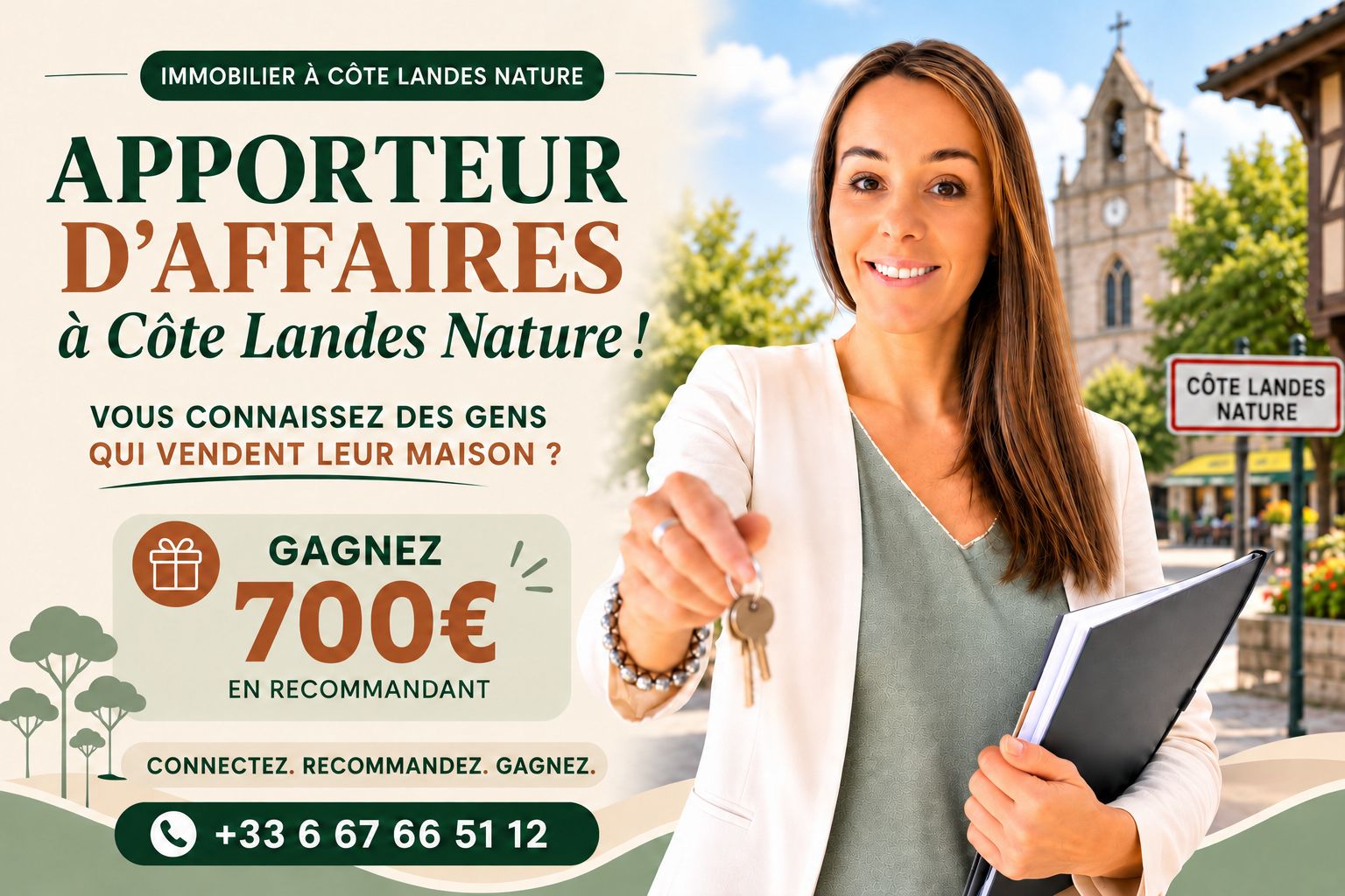 Devenez apporteur d'affaires immobilier sur la Côte Landes Nature avec Cindy Charpentier